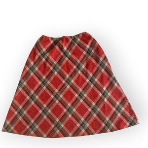 70s vintage red tartan plaid A-line skirt, small